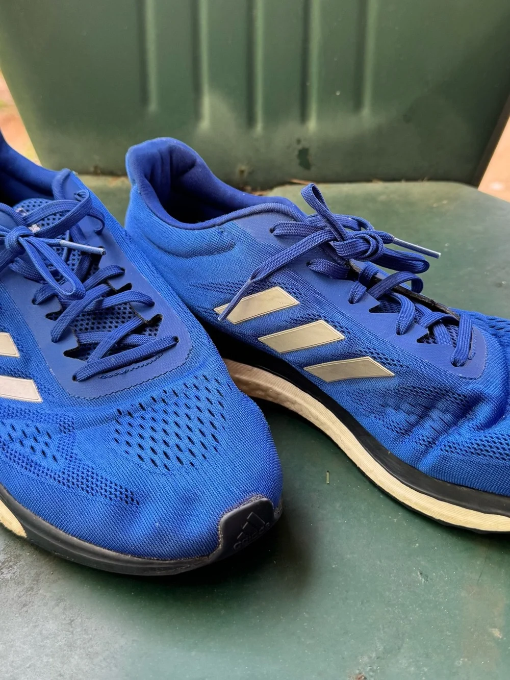 Adidas Men’s Athletic Sneakers in Bright Blue with White Stripes